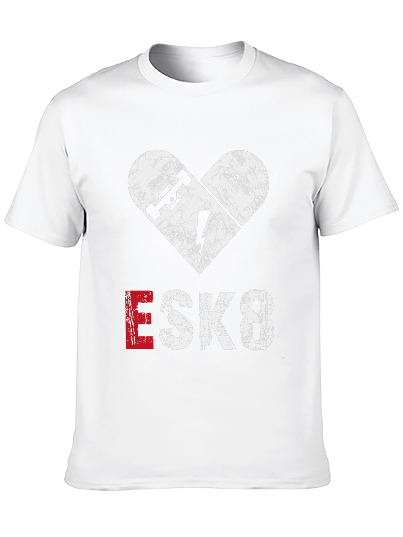 ESK8 Skateboard Heart Graphic Tee - Cool Casual Shirt