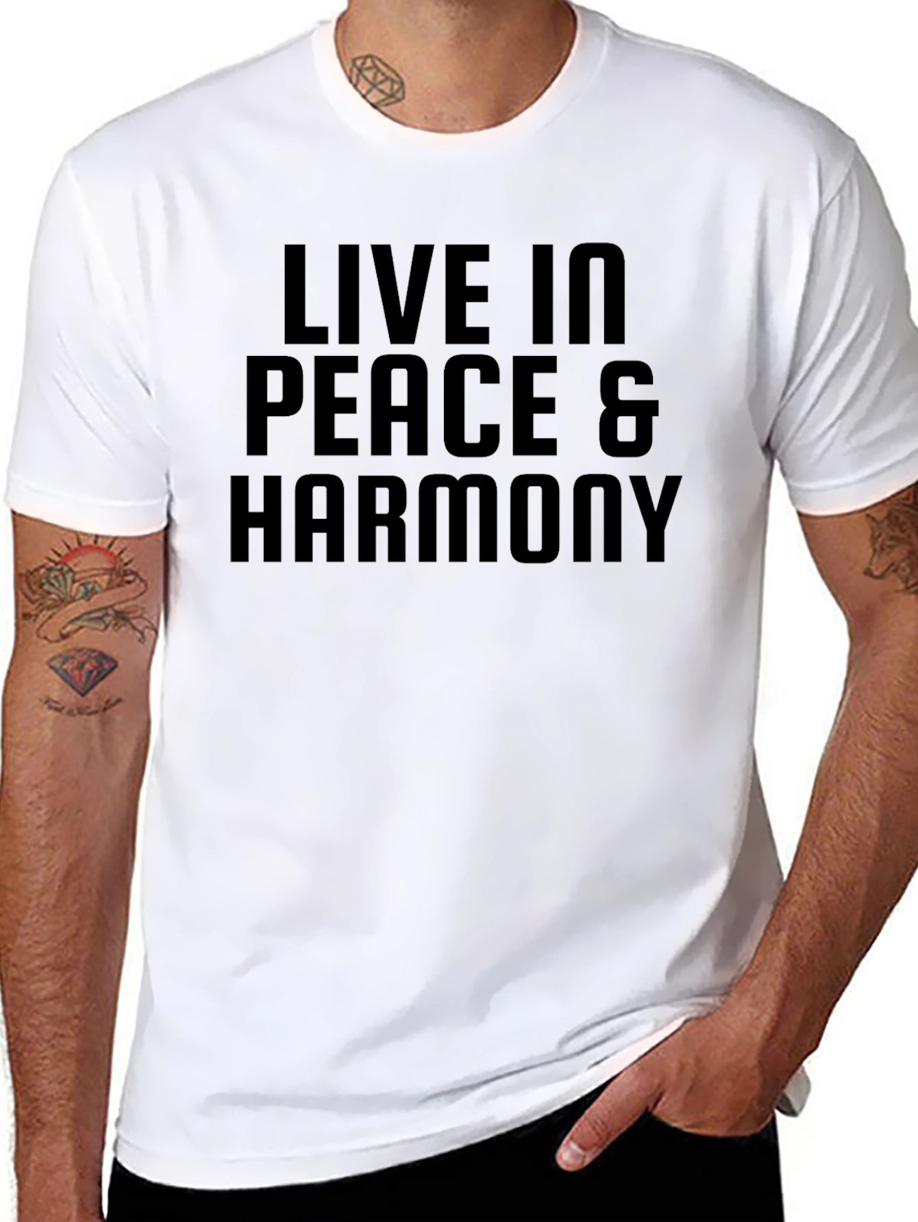 Live in Peace & Harmony Black Graphic Tee