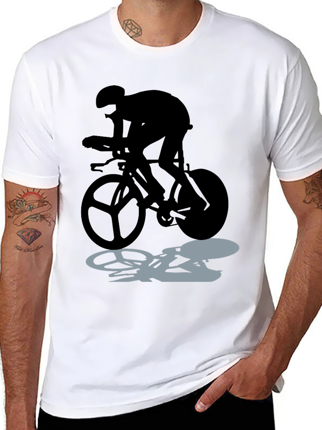 Cyclist Silhouette Graphic Tee - Black