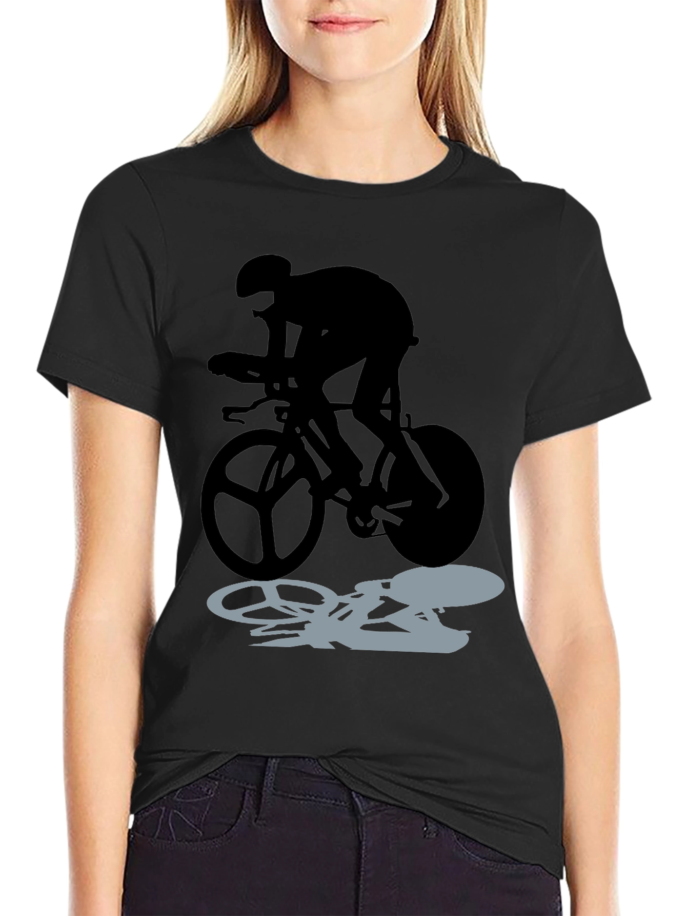 Cyclist Silhouette Graphic Tee - Black