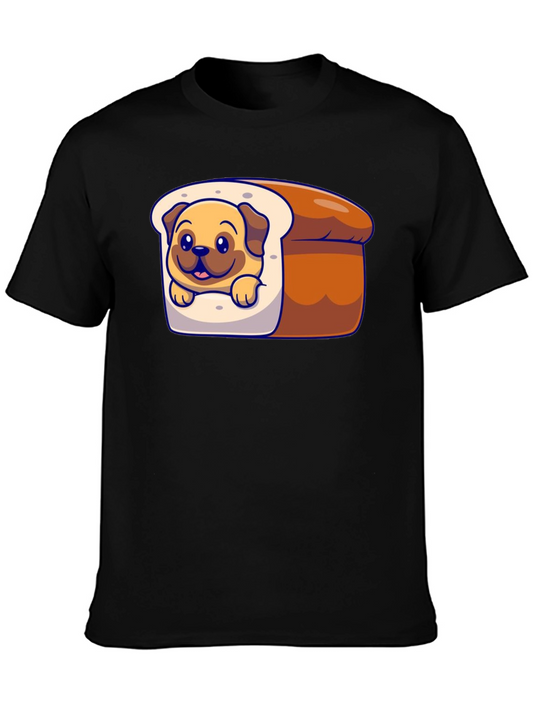 Cute Pug in Bread Loaf Graphic T-Shirt