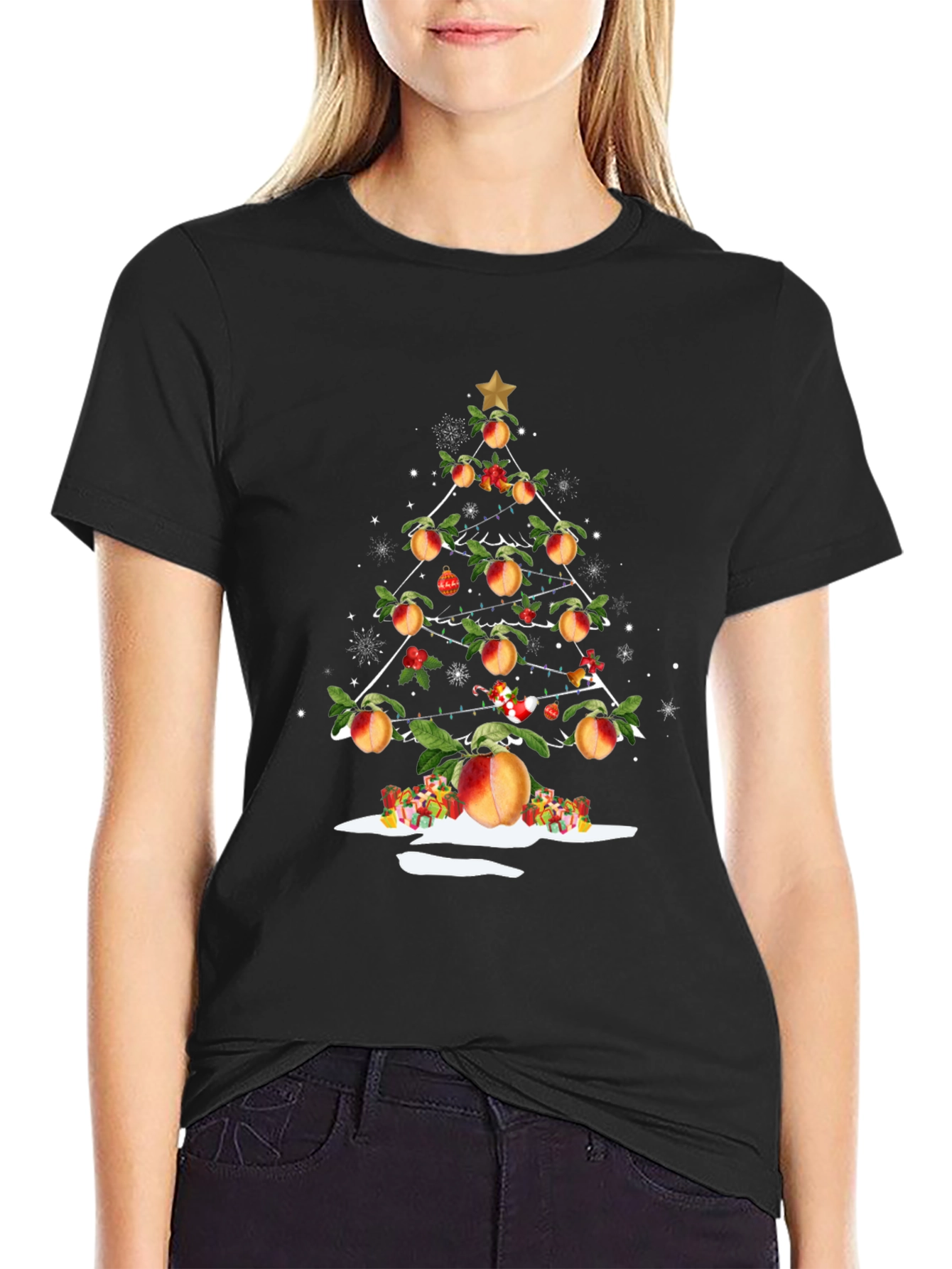 Peachy Christmas Tree Graphic Tee