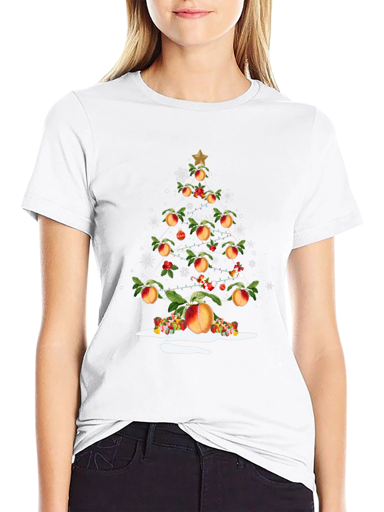 Peachy Christmas Tree Graphic Tee
