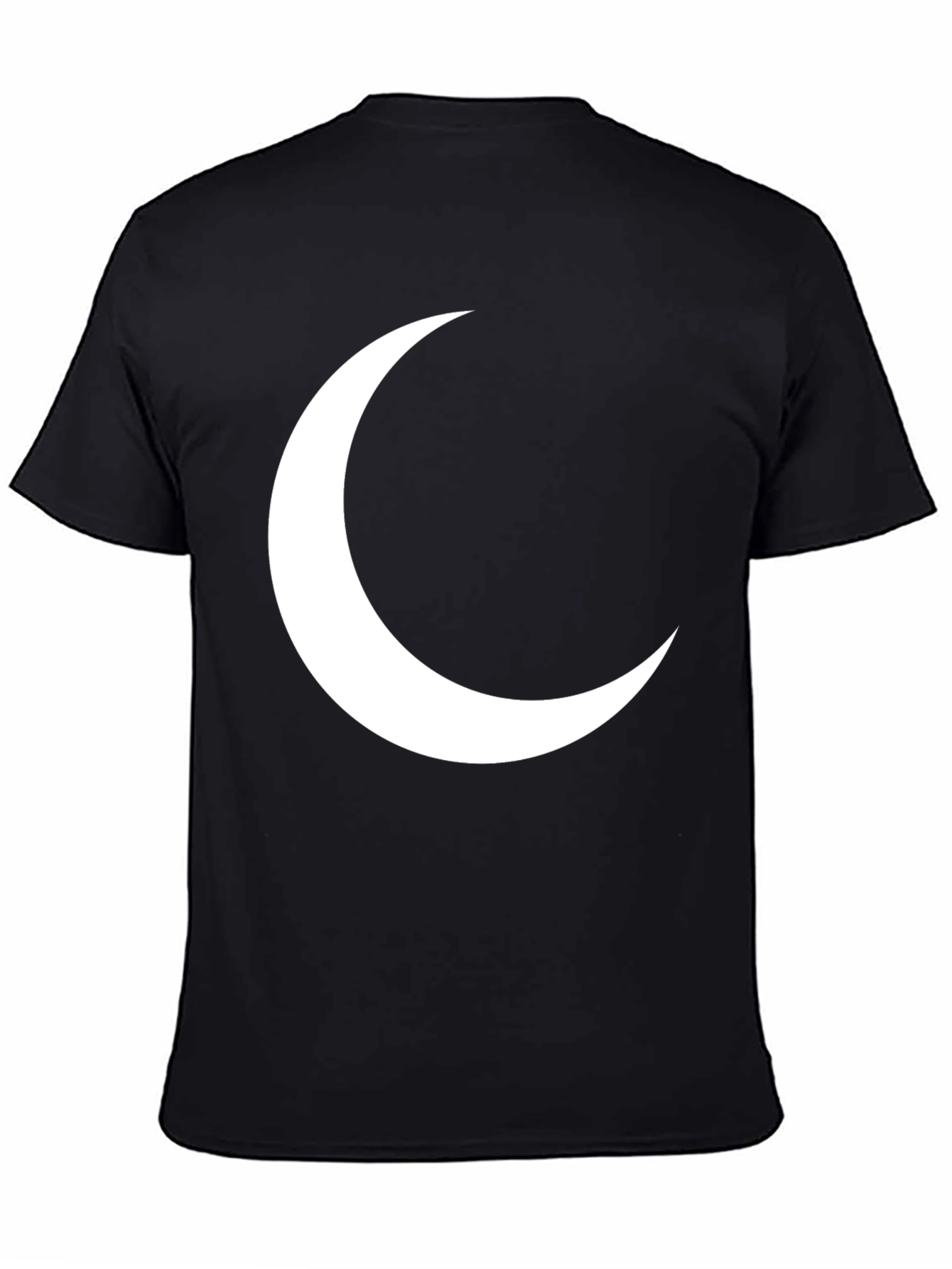 Crescent Moon Graphic Tee - Black Cotton T-Shirt