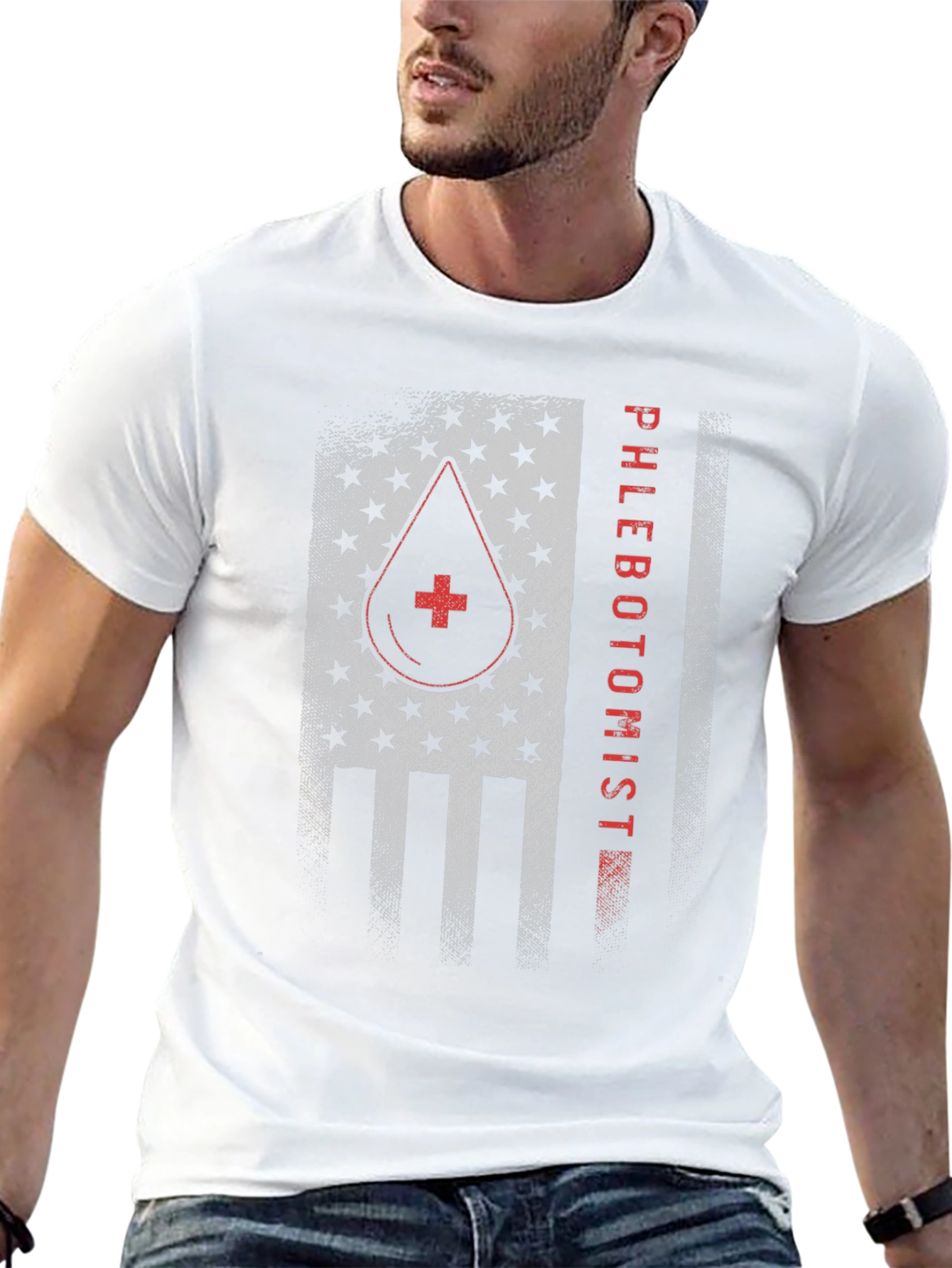 Phlebotomist American Flag Graphic T-Shirt