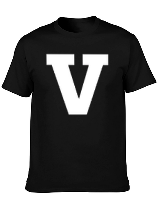 Bold Letter V Graphic Tee - Classic Black