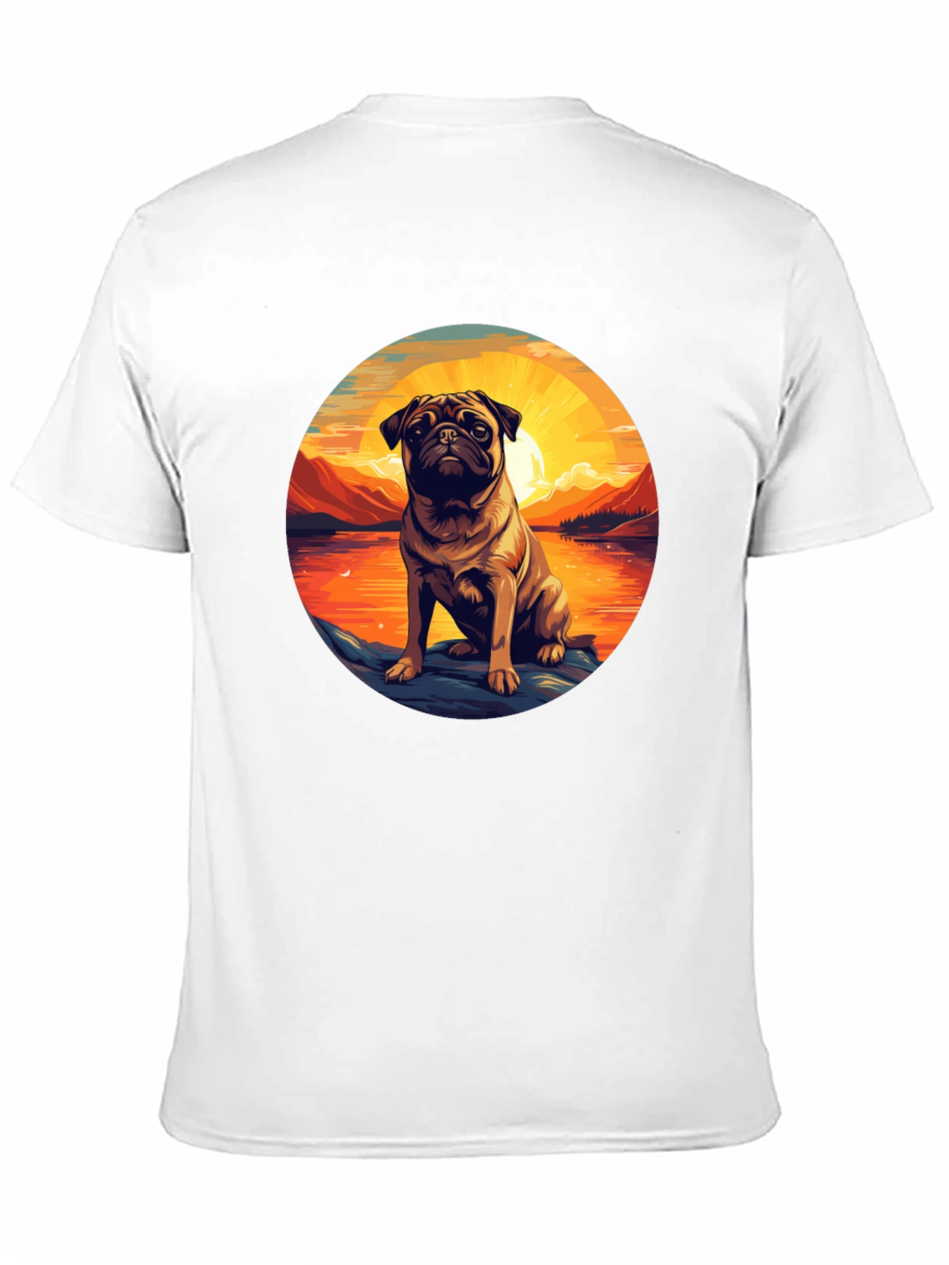 Pug Sunset Graphic T-Shirt