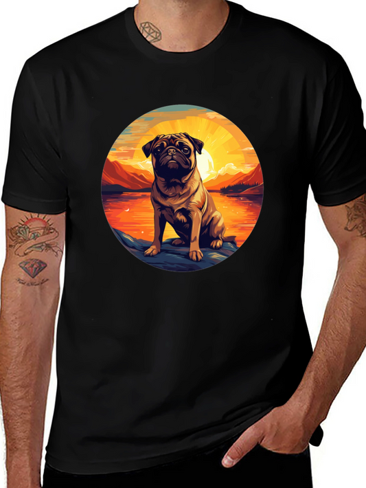 Pug Sunset Graphic T-Shirt