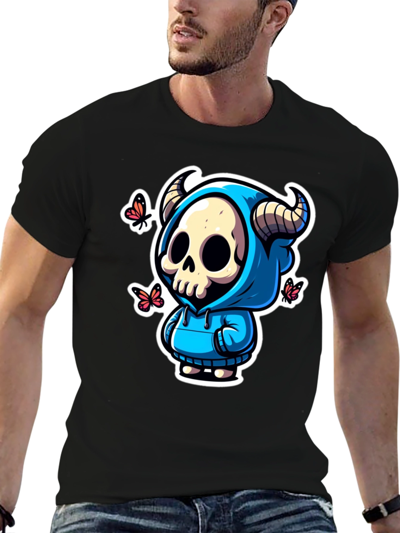 Skull Horns Hoodie T-Shirt