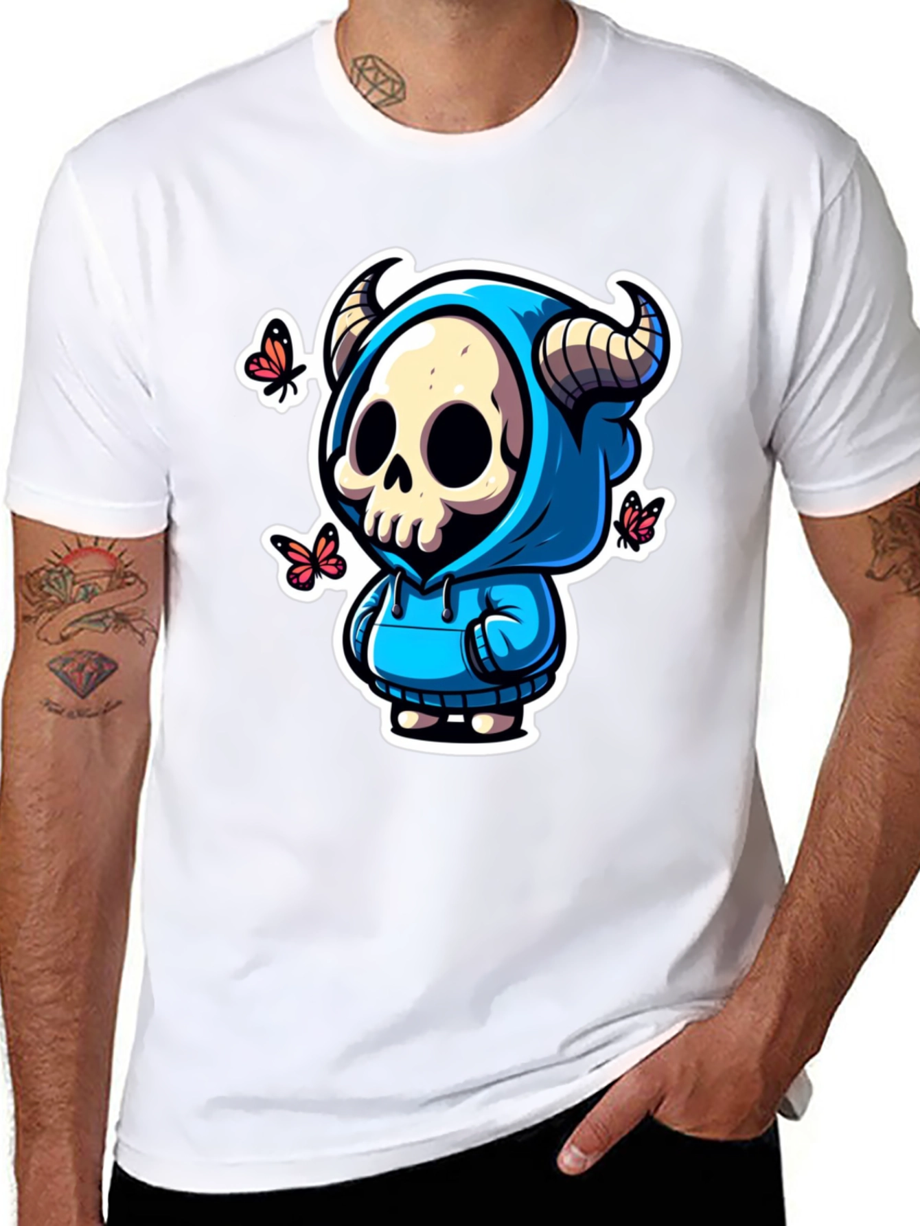 Skull Horns Hoodie T-Shirt