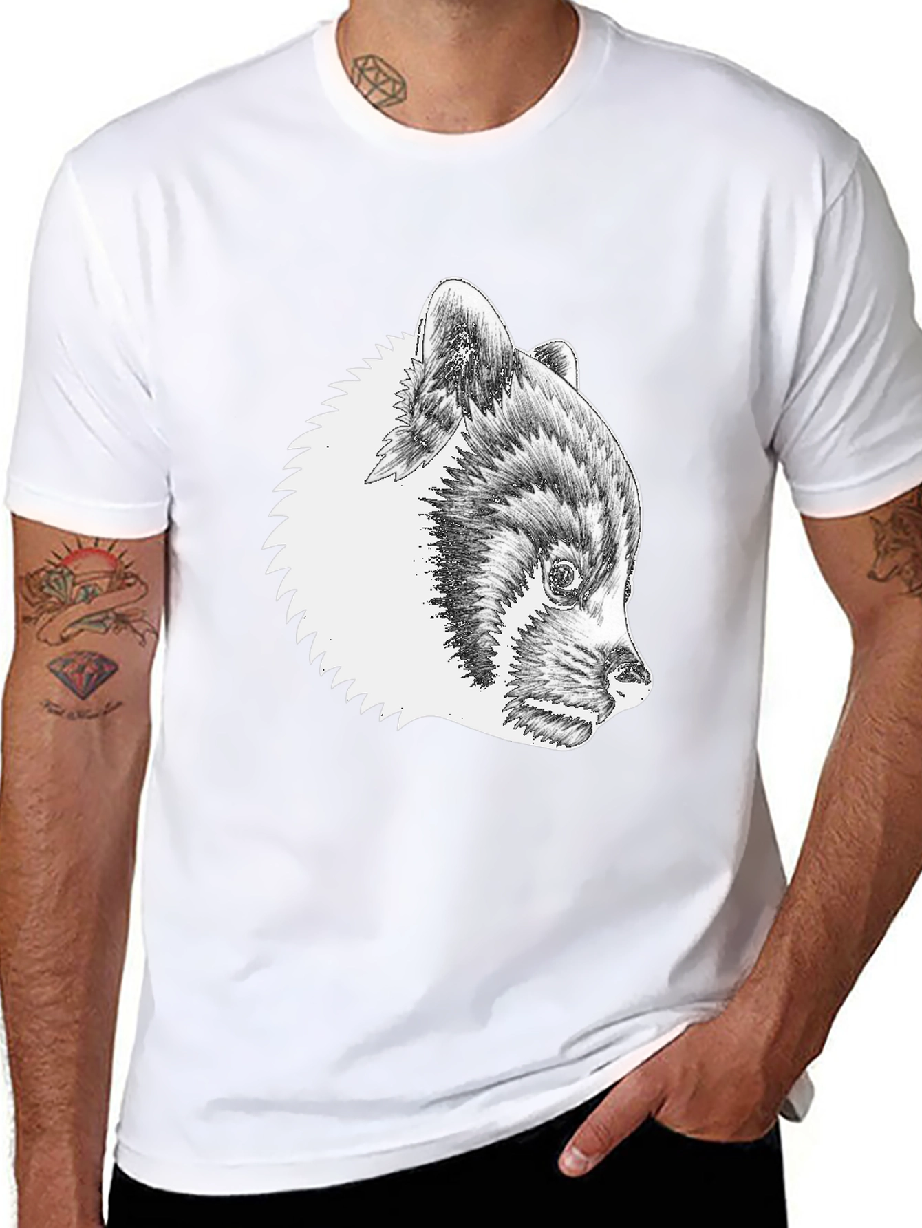 Red Panda Graphic Tee - Black Cotton T-Shirt