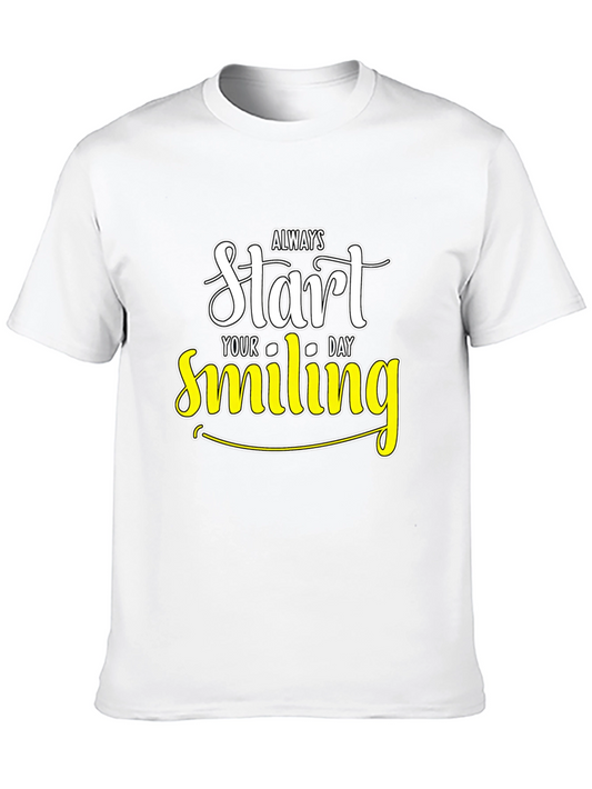 Always Start Smiling T-Shirt - Black Inspirational Design