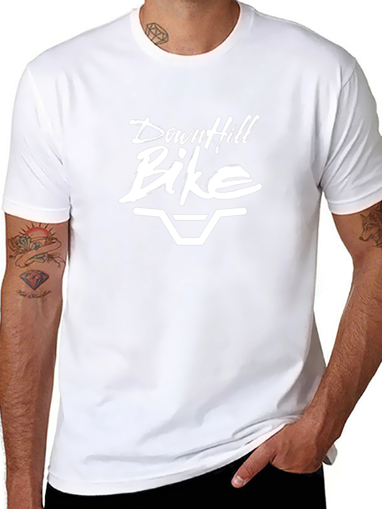 Downhill Bike Graphic Tee - Black Cotton T-Shirt
