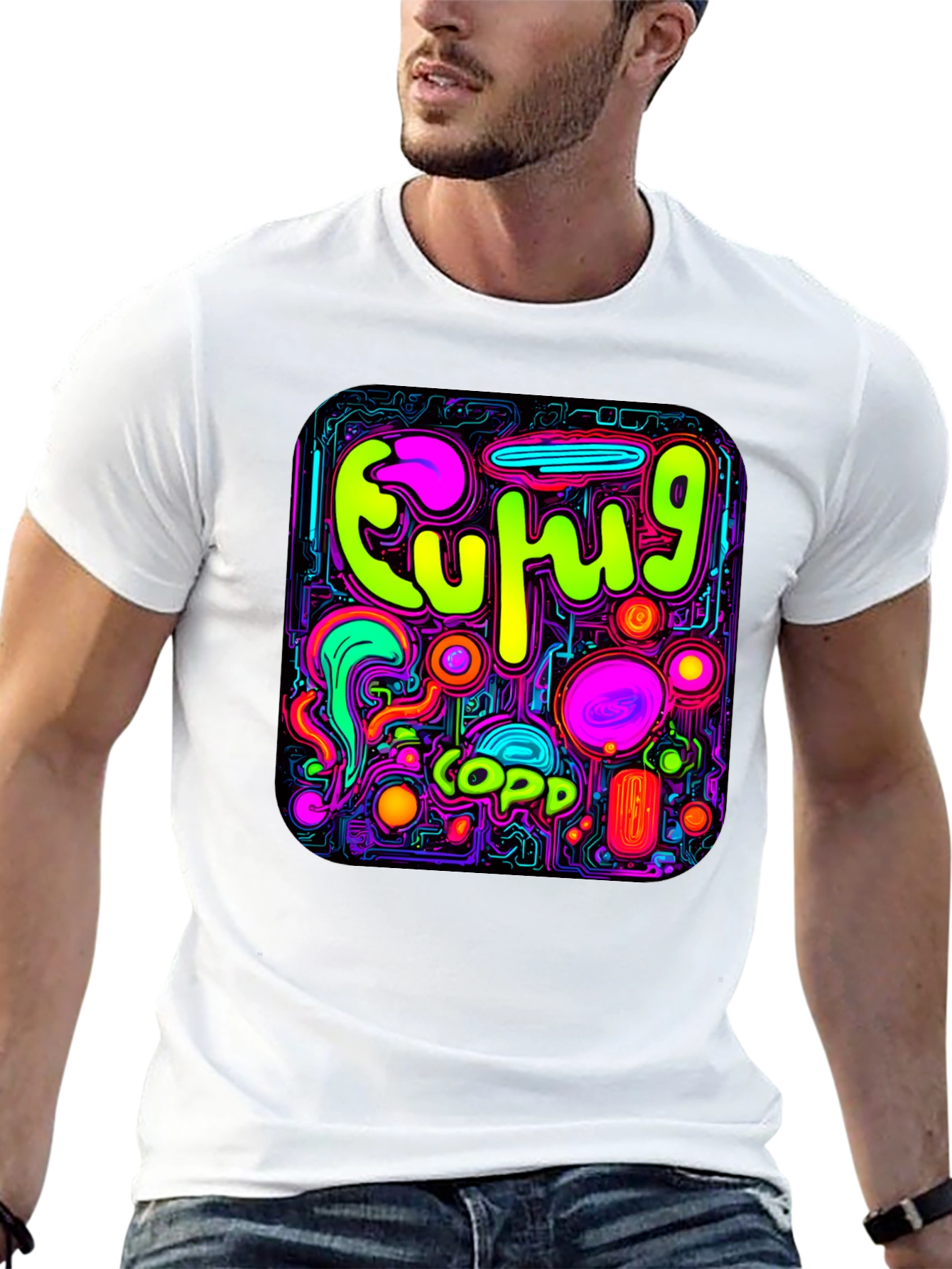 Neon Euphoric Pattern Graphic T-Shirt