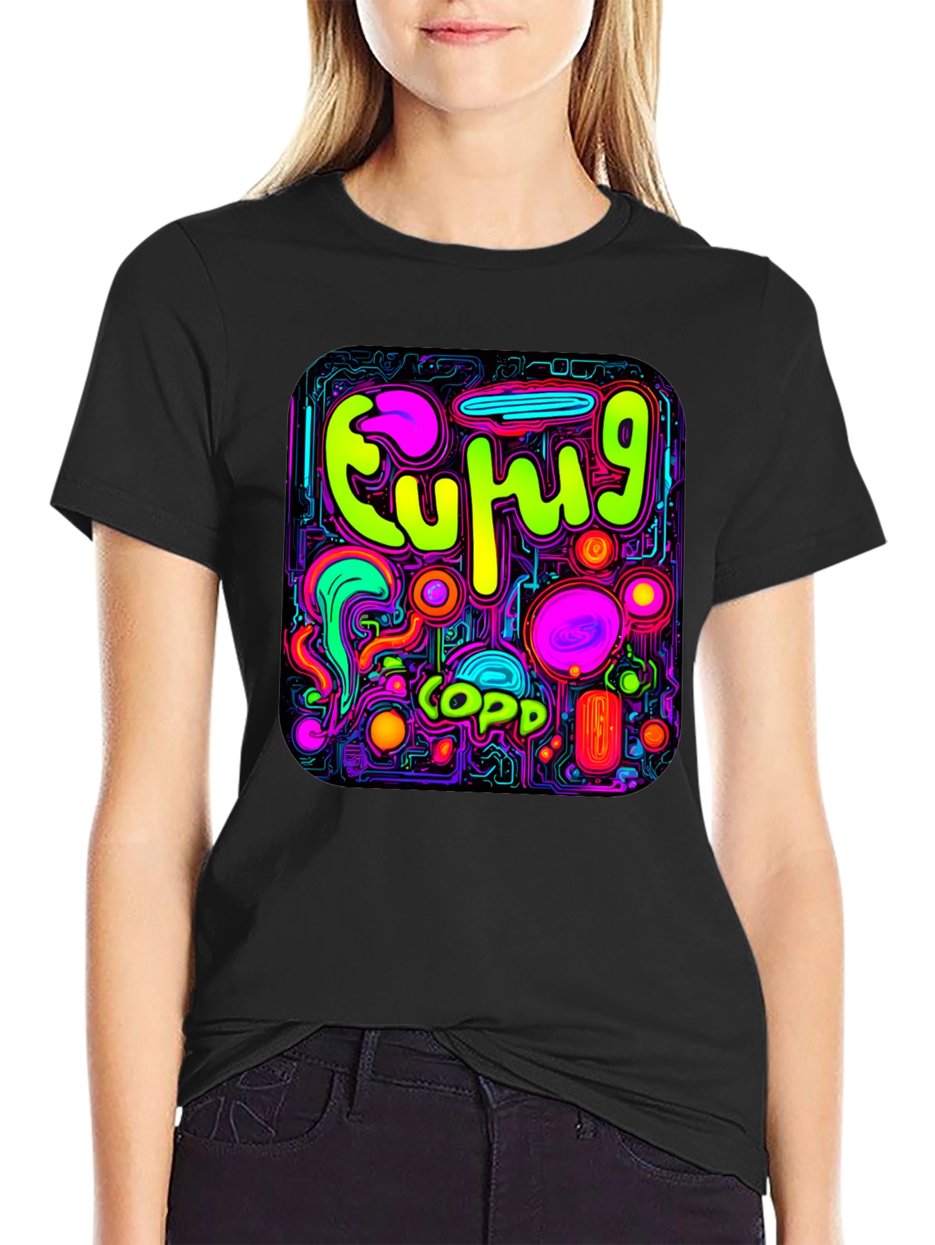 Neon Euphoric Pattern Graphic T-Shirt