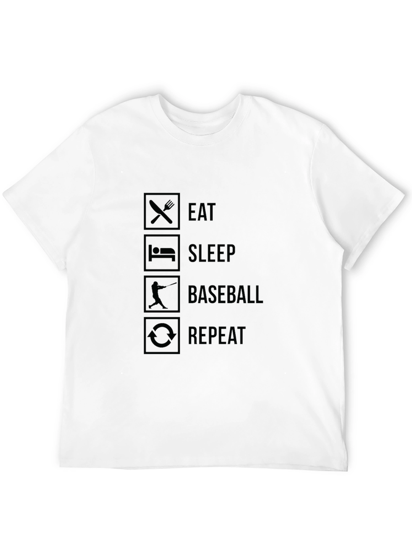 Eat Sleep Baseball Repeat Mens Black T-Shirt