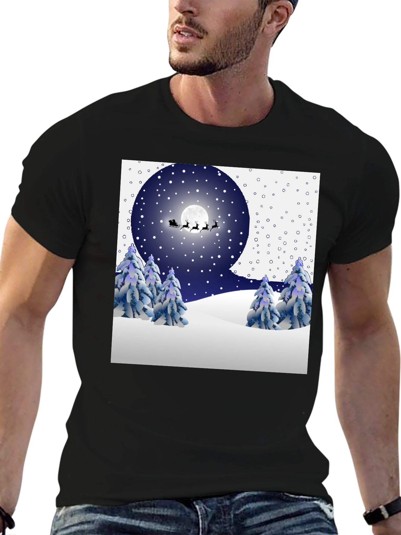 Festive Winter Night Scene T-Shirt