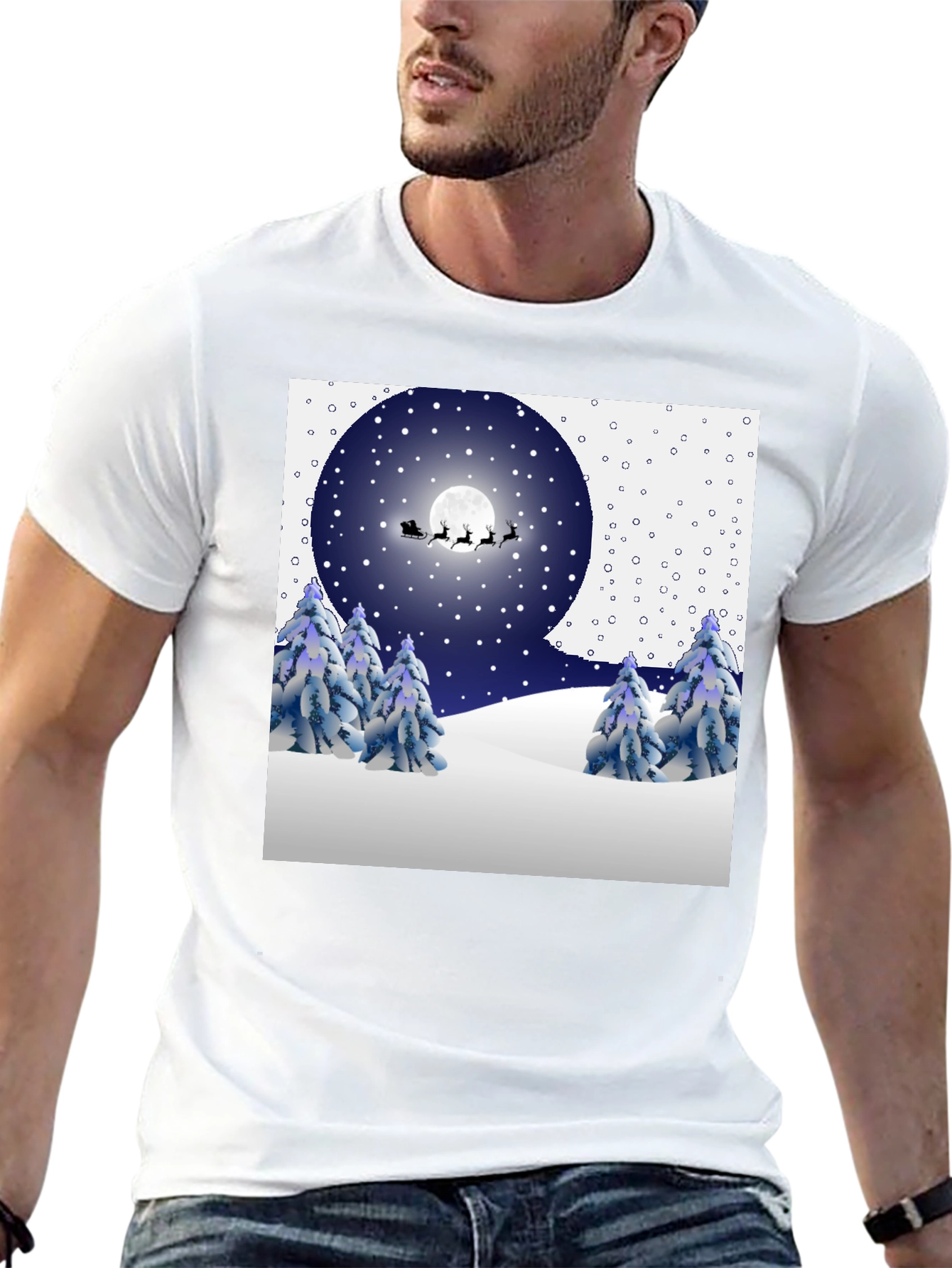 Festive Winter Night Scene T-Shirt