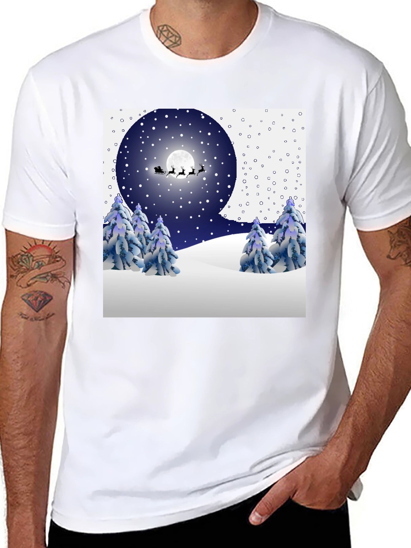 Festive Winter Night Scene T-Shirt