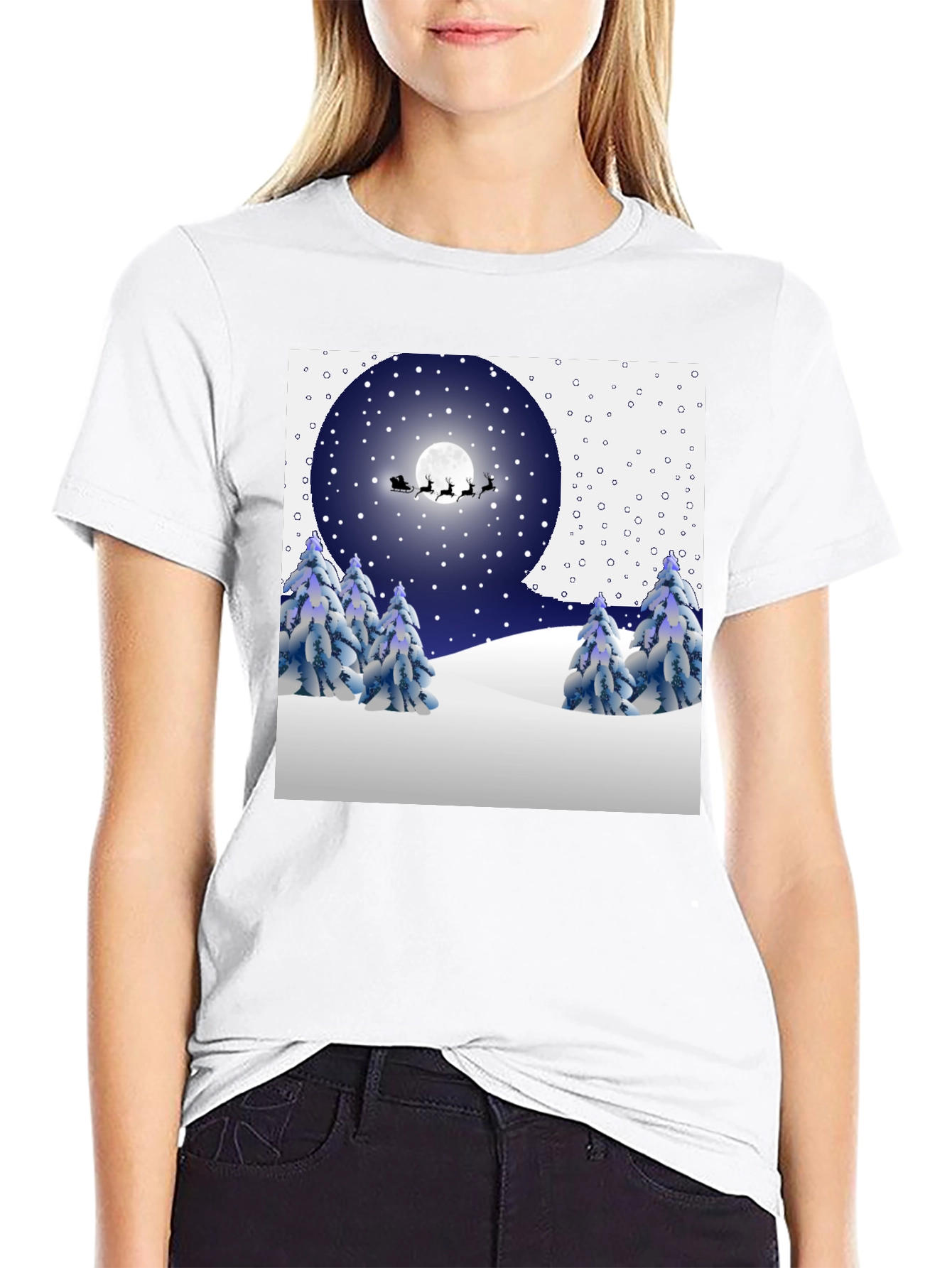 Festive Winter Night Scene T-Shirt