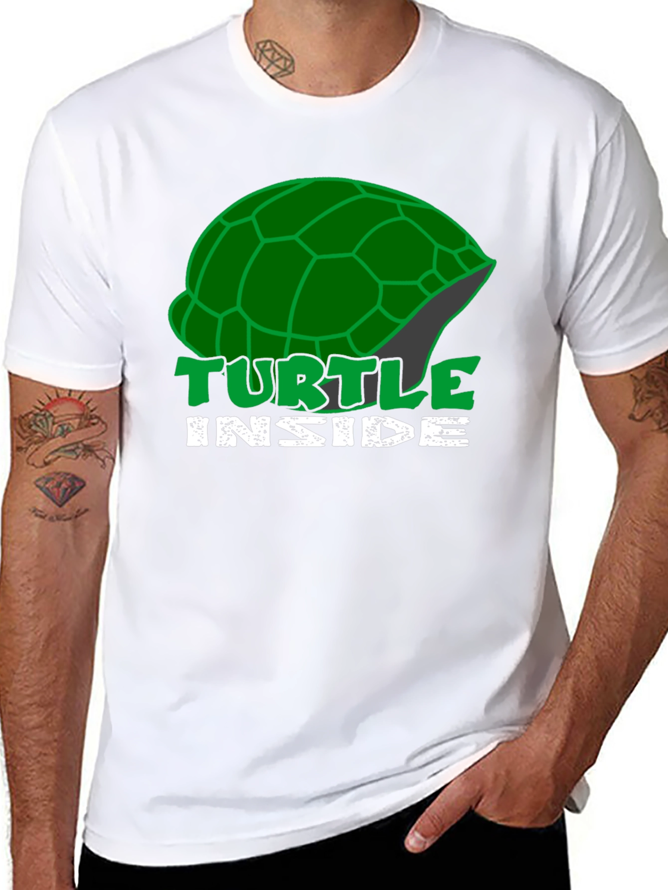 Turtle Inside Black T-Shirt