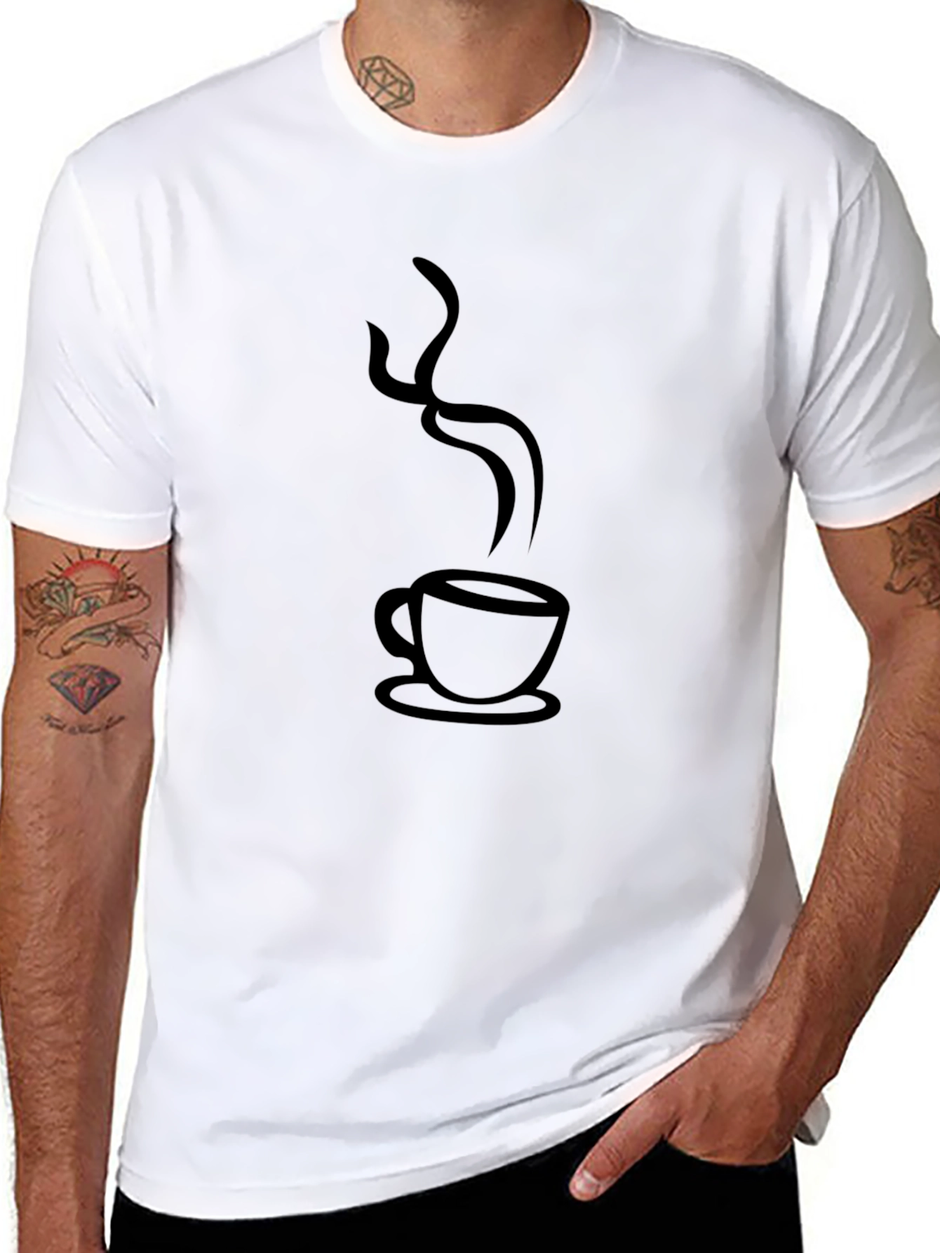 Coffee Steam Graphic T-Shirt - Casual Black Tee