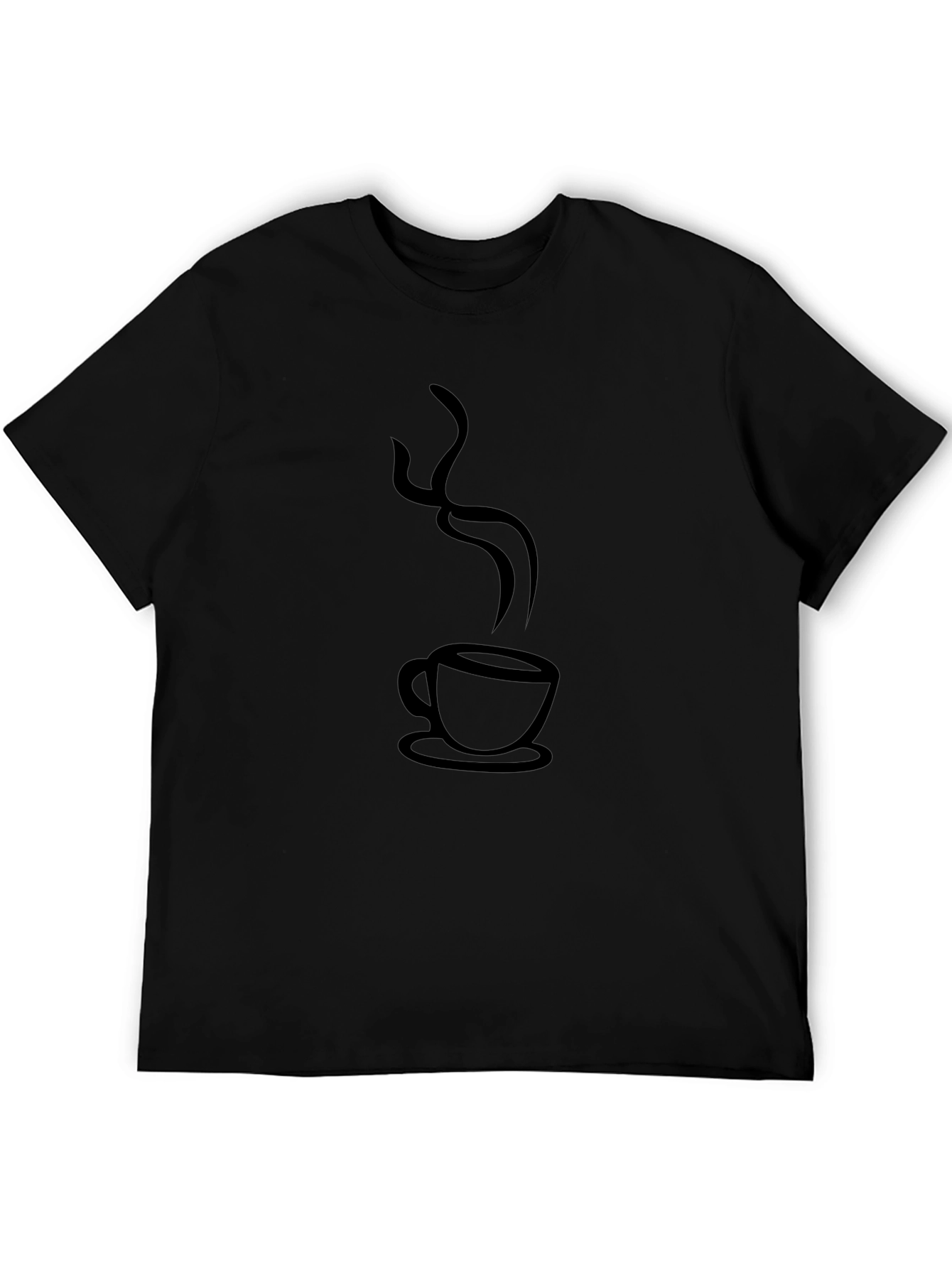 Coffee Steam Graphic T-Shirt - Casual Black Tee