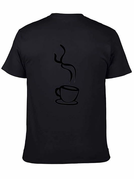 Coffee Steam Graphic T-Shirt - Casual Black Tee