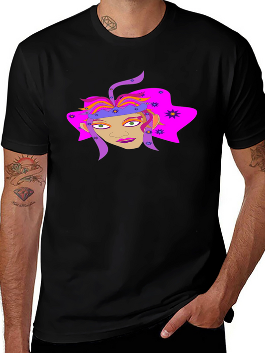 Funky Graphic Tee: Colorful Face Design