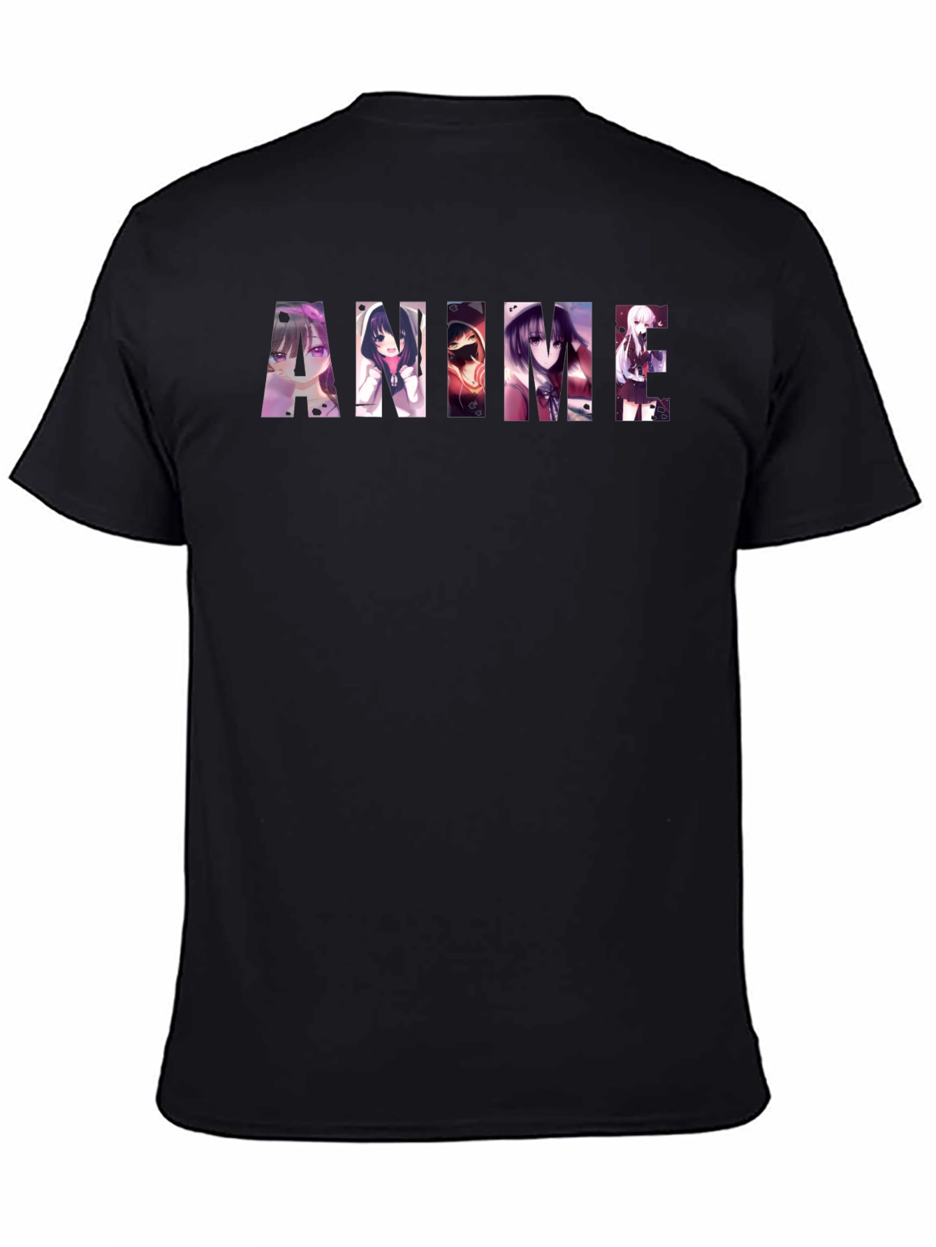 Anime Graphic Print Black T-Shirt