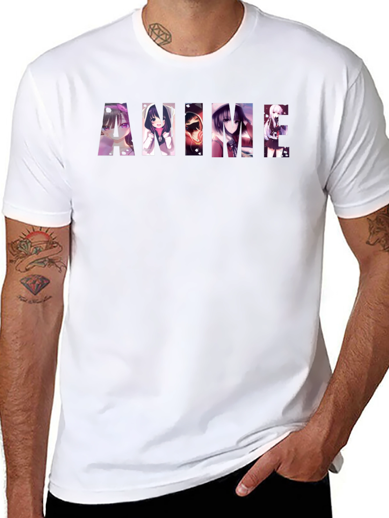 Anime Graphic Print Black T-Shirt