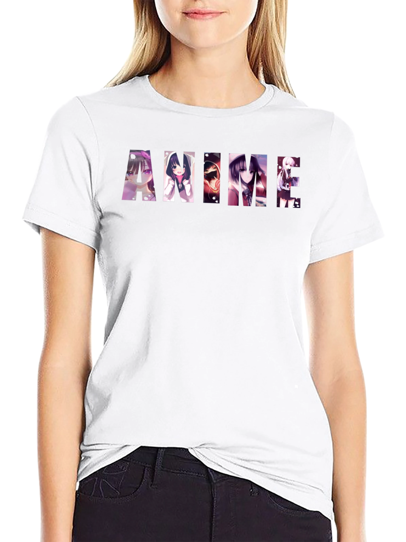 Anime Graphic Print Black T-Shirt
