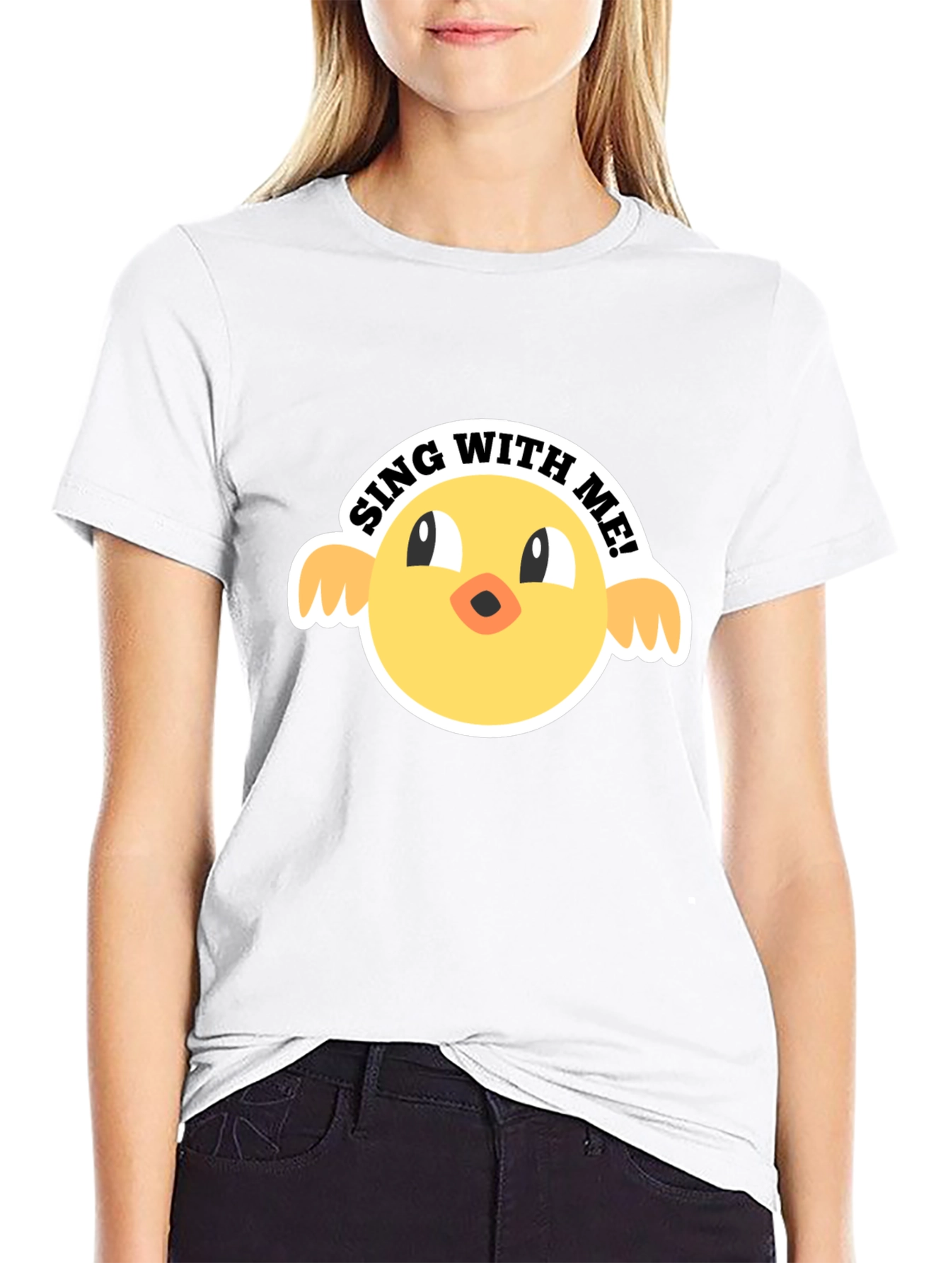 Sing With Me Chick Graphic Tee - Black