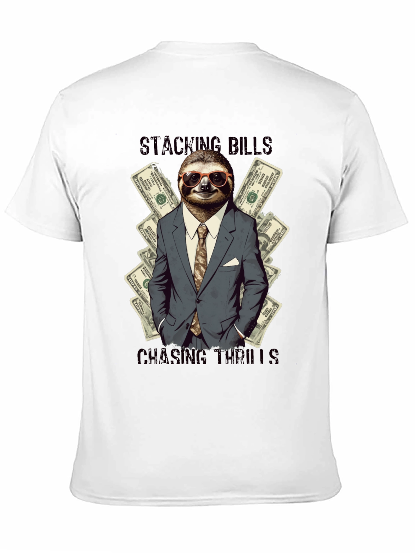 Stacking Bills Sloth Graphic T-Shirt