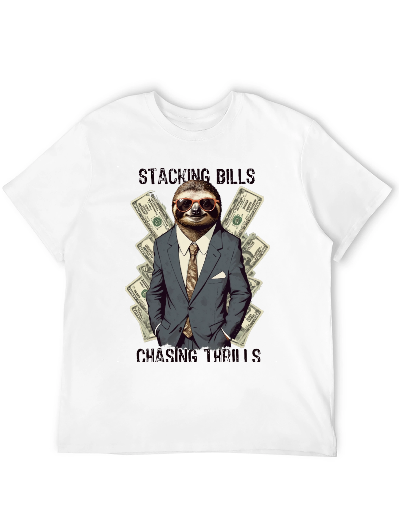 Stacking Bills Sloth Graphic T-Shirt