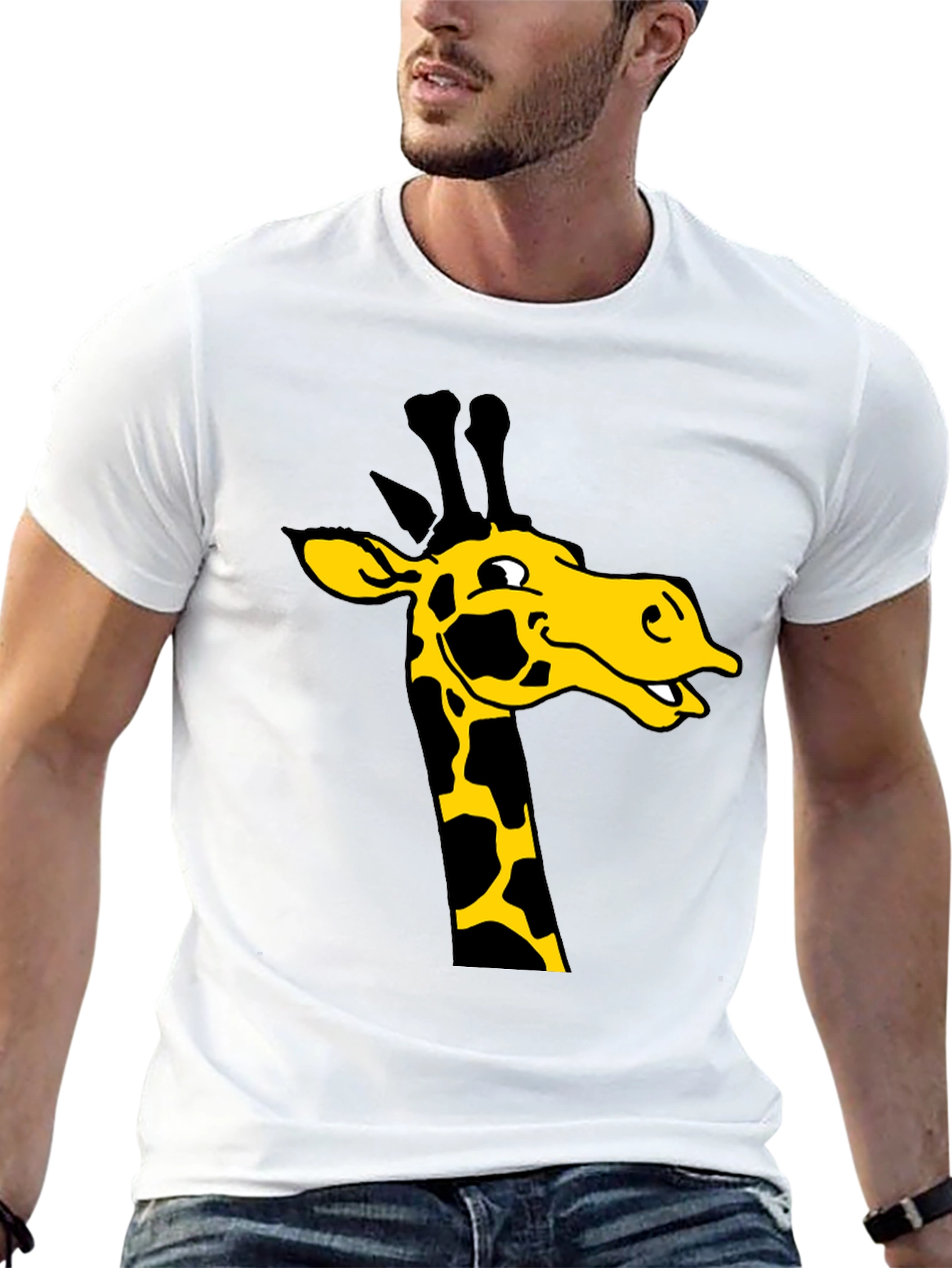 Giraffe Graphic Tee - Black Cotton T-Shirt