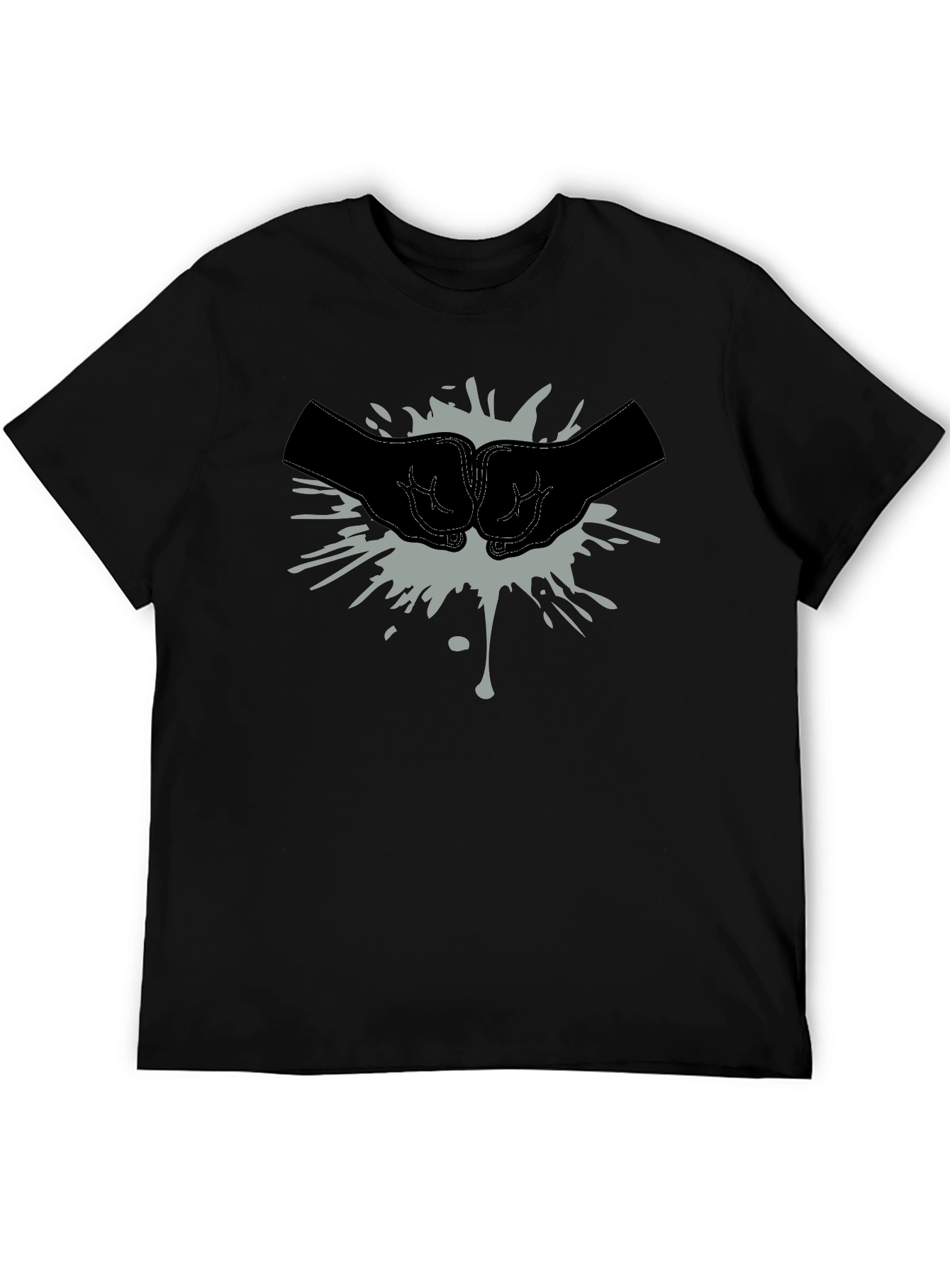 Fist Bump Graphic Tee - Casual Black T-Shirt