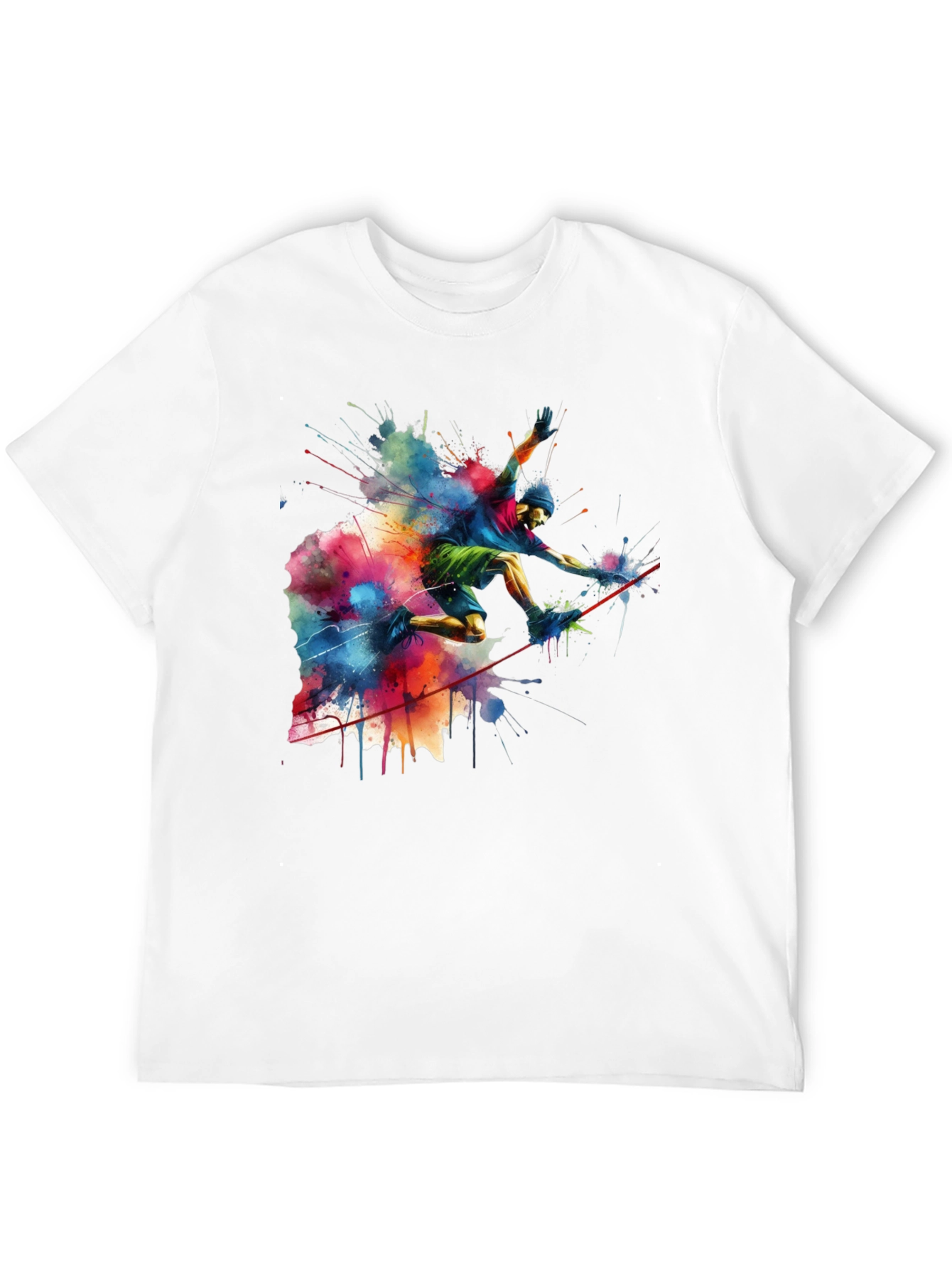 Vibrant Slackliner Graphic Tee - Mens Black Cotton T-Shirt
