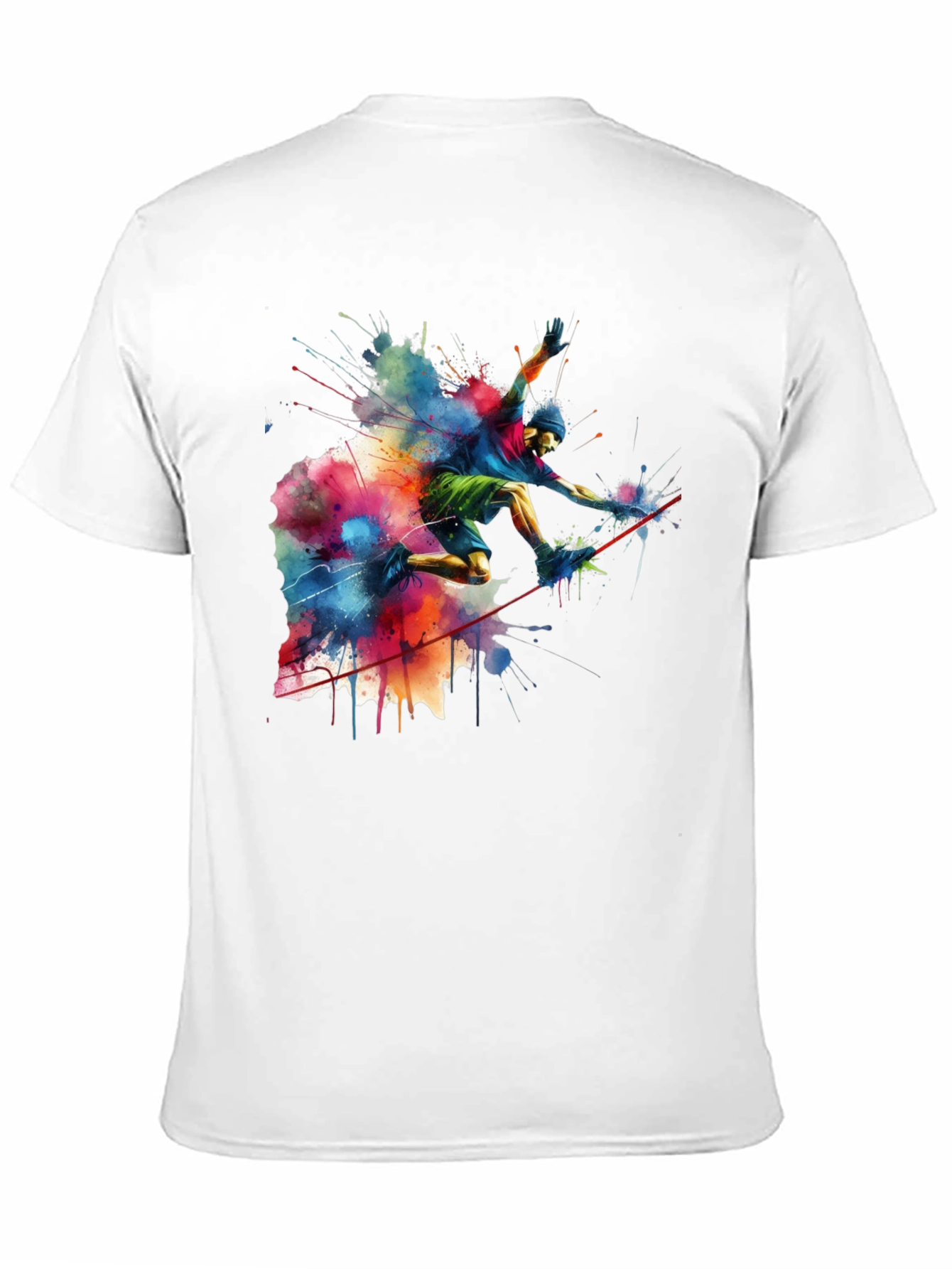 Vibrant Slackliner Graphic Tee - Mens Black Cotton T-Shirt
