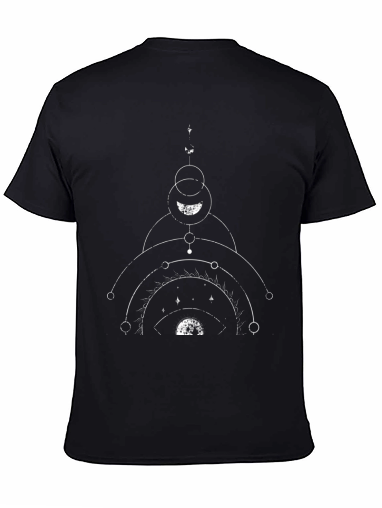 Geometric Moon Phase Graphic Tee - Black