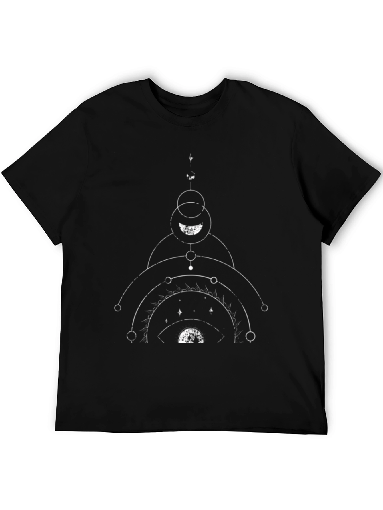 Geometric Moon Phase Graphic Tee - Black