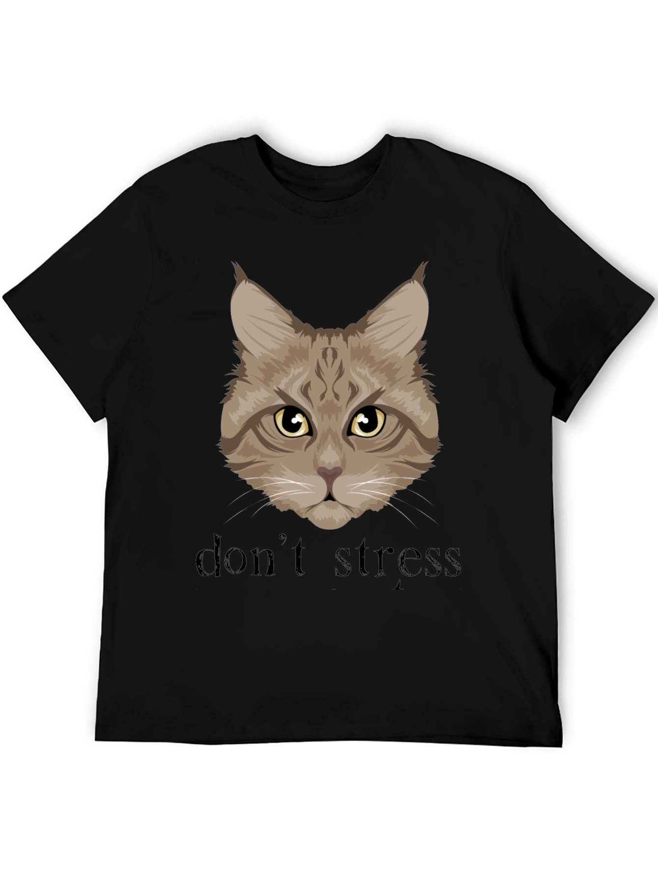 Dont Stress Cat Graphic Tee - Unisex Black T-Shirt