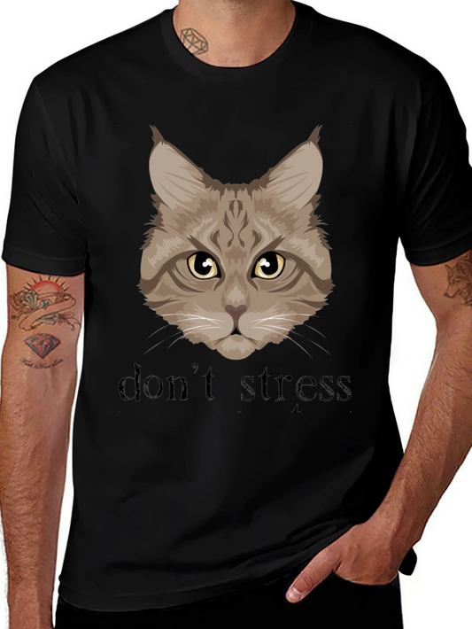 Dont Stress Cat Graphic Tee - Unisex Black T-Shirt