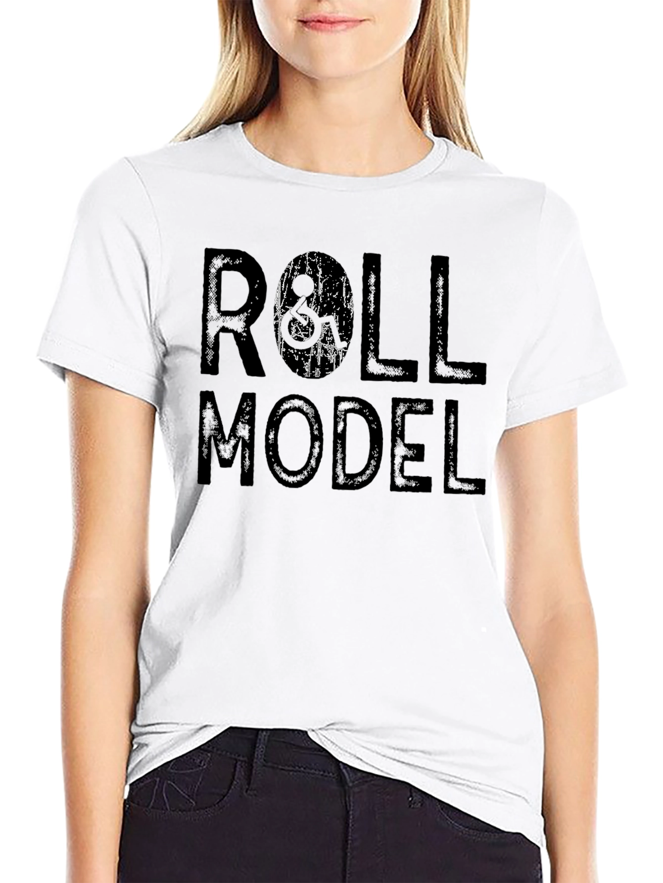 Roll Model Graphic Print Black T-Shirt