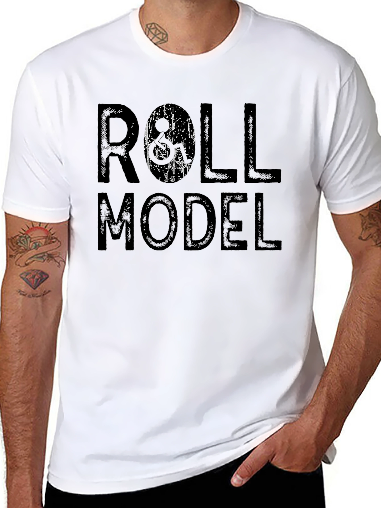 Roll Model Graphic Print Black T-Shirt
