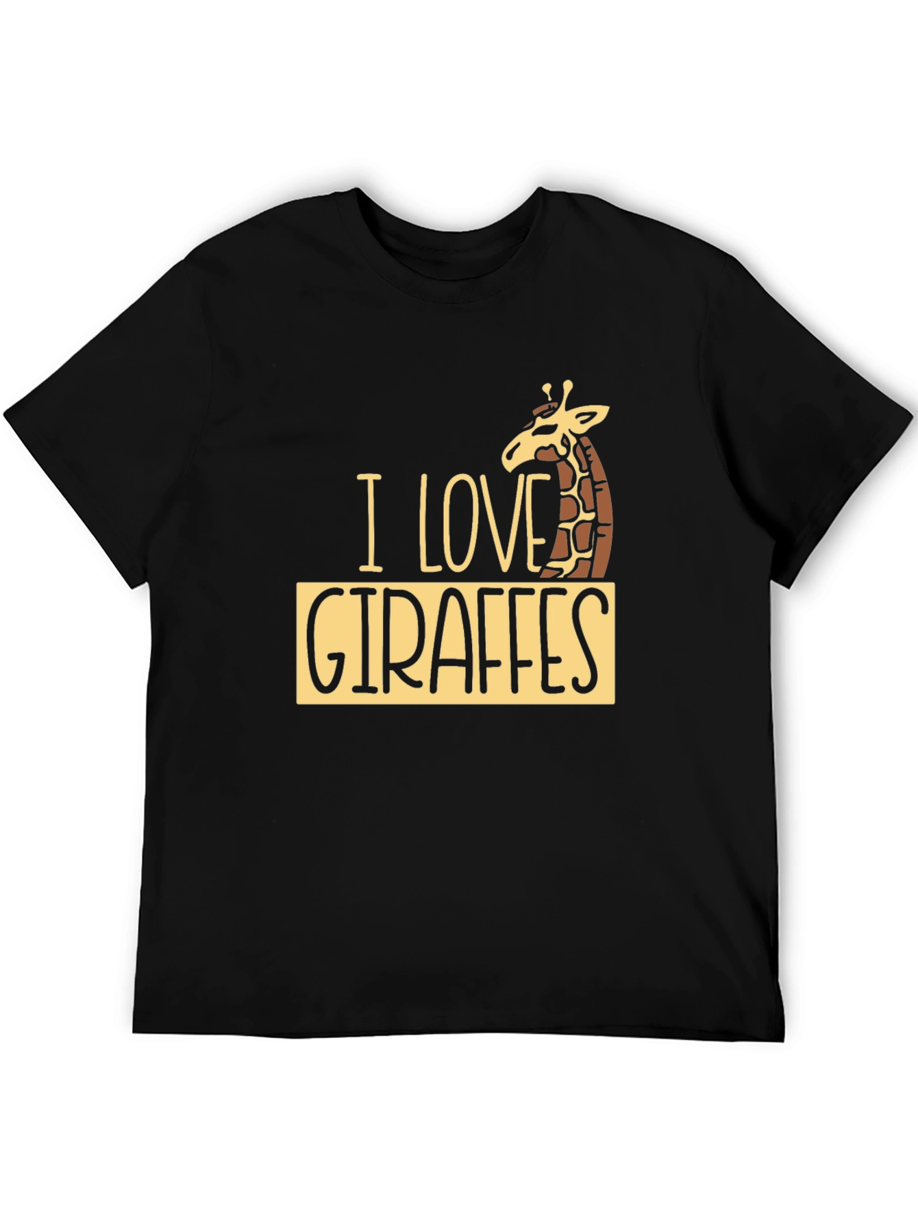 I Love Giraffes Black T-Shirt