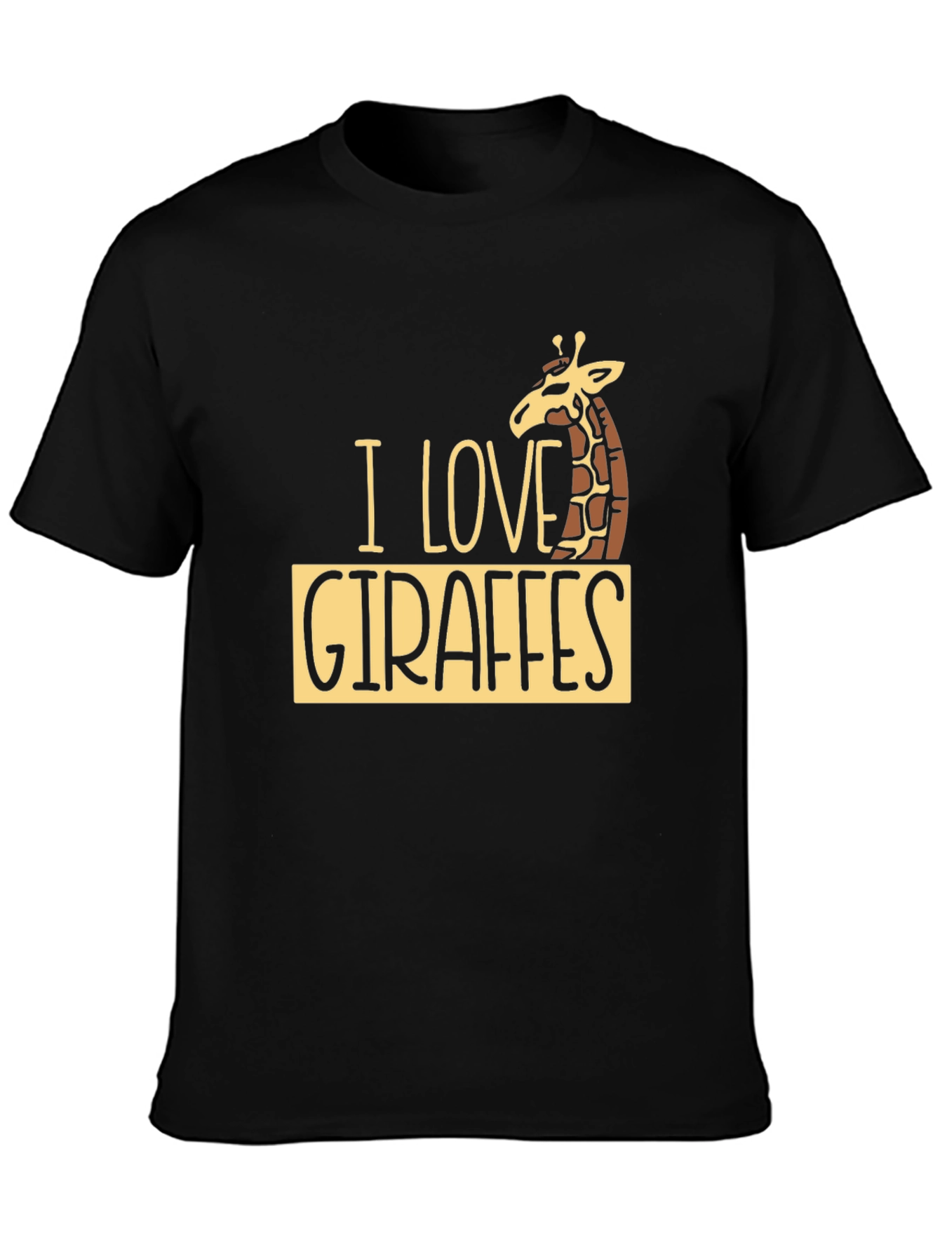 I Love Giraffes Black T-Shirt