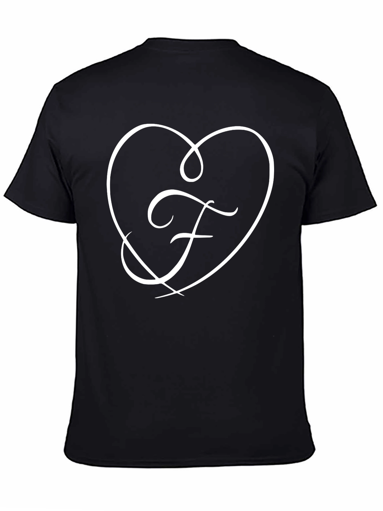 Heart & Initial F Black T-Shirt