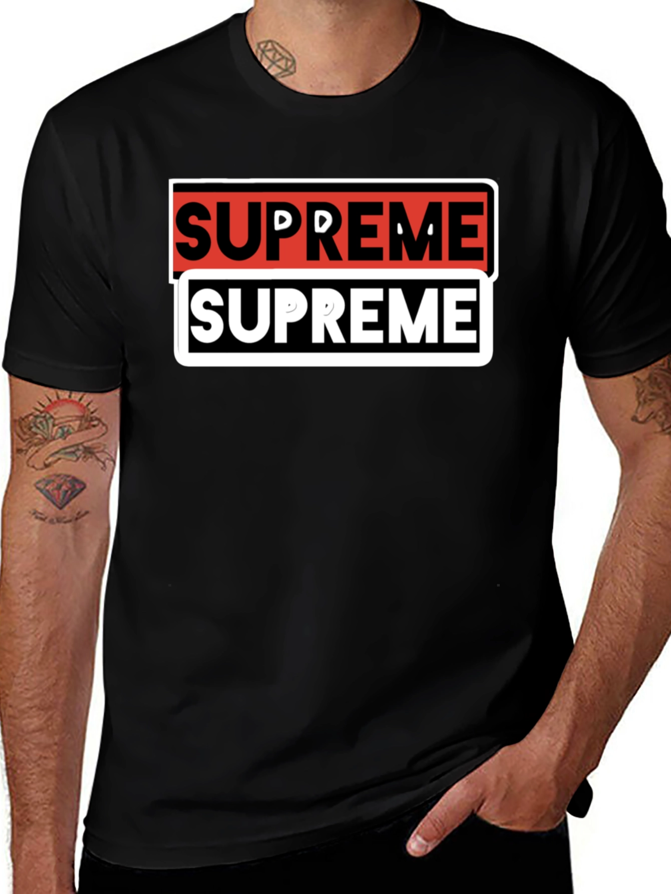 Supreme Double Logo Black T-Shirt