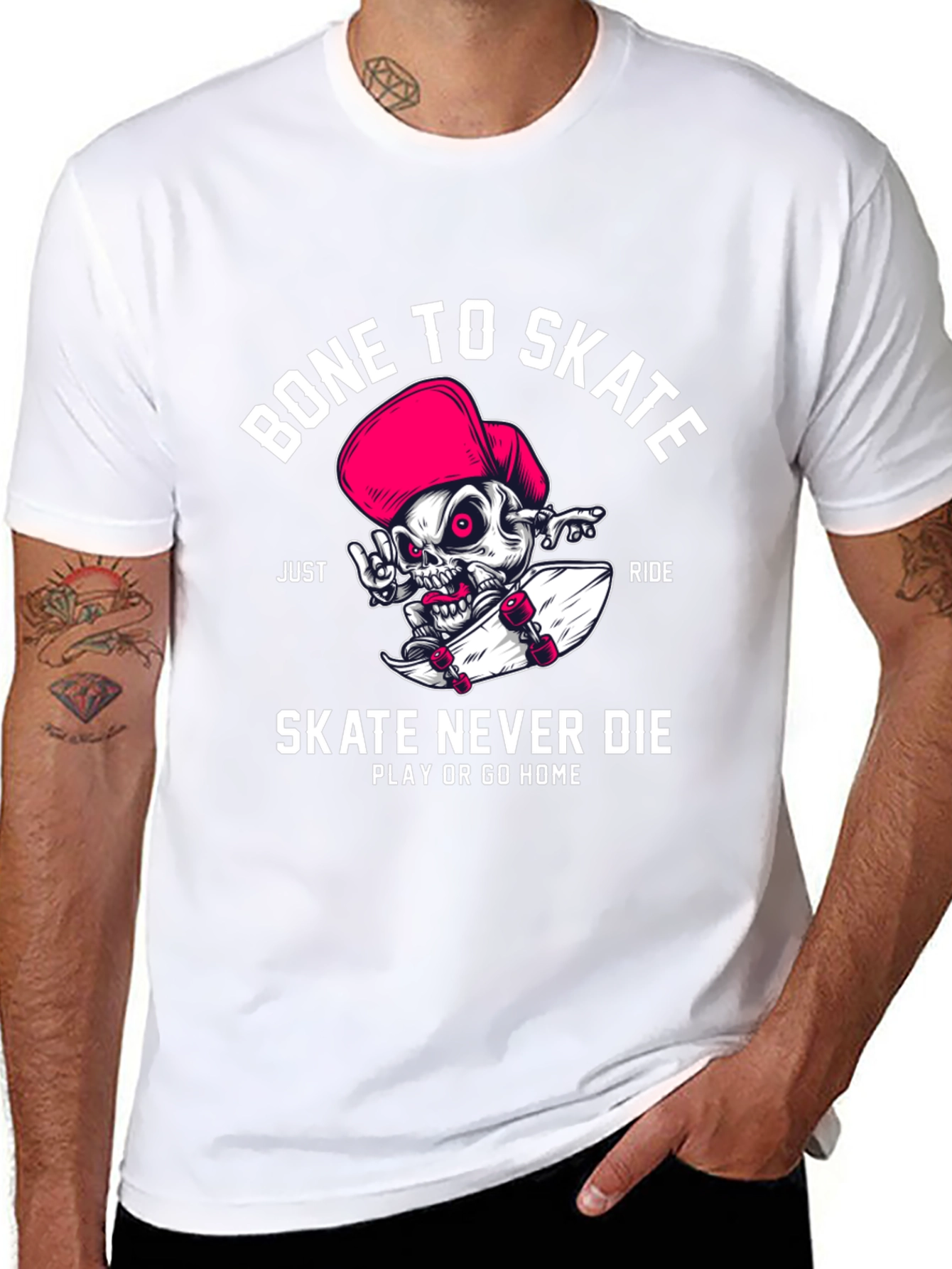 Bone to Skate T-Shirt - Skateboarding Skeleton Design
